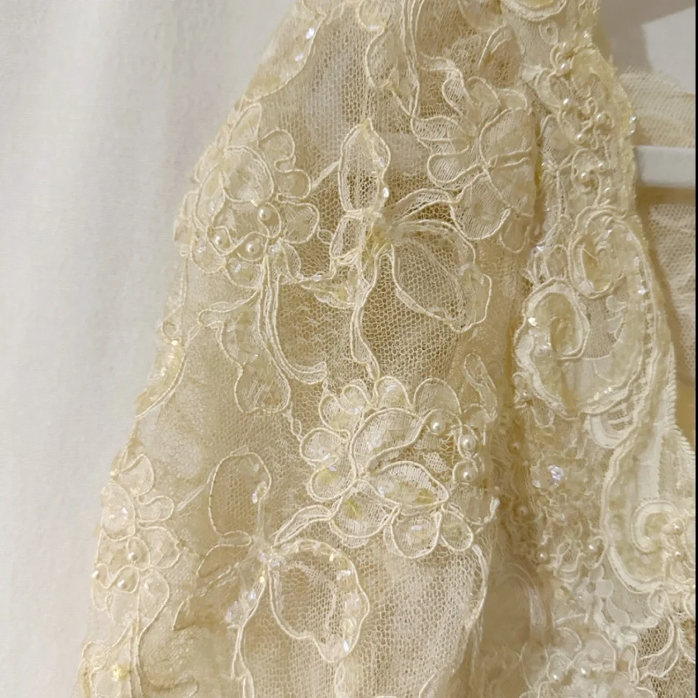 Vintage Jim Hjelm “A Private Collection” NY Beaded Lace Dress 1980 Couture Ivory - Picture 11 of 12